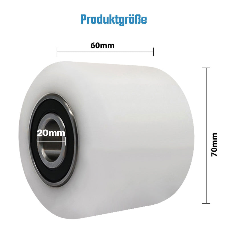 Nylonräder 4er - Set für Handhubwagen 70x60 mm – Bodenschonend, Leise, Tragfähigkeit 650 kg – Ersatzräder für Gabelhubwagen
