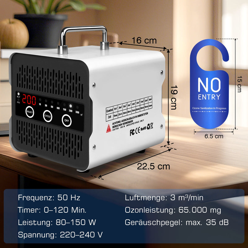 Ozongerät 65.000 mg/h für Auto, Hotel & Gewerbe – Ozon Generator zur Geruchsentfernung