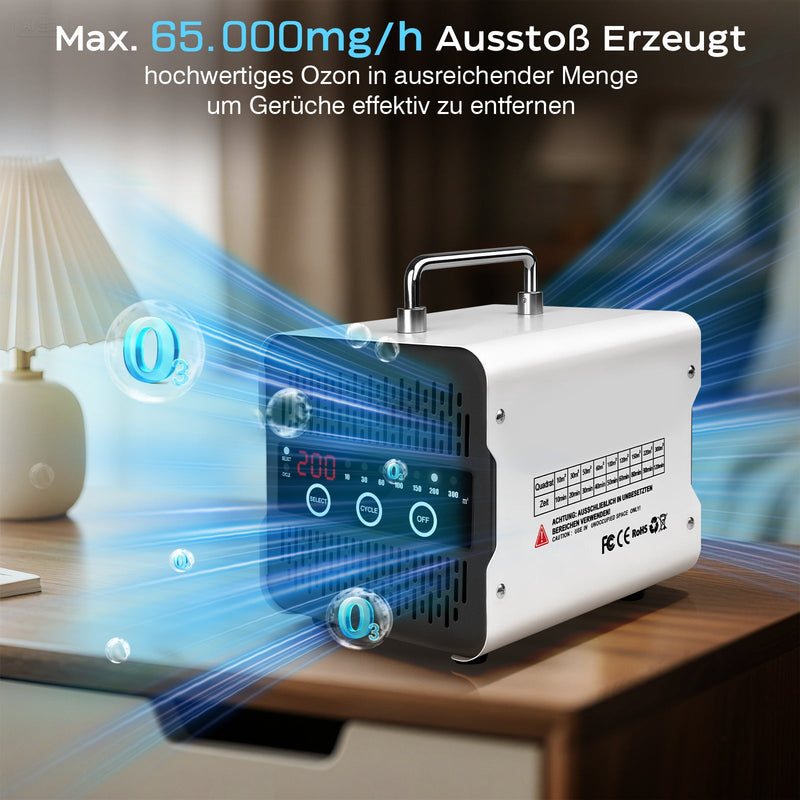 Ozongerät 65.000 mg/h für Auto, Hotel & Gewerbe – Ozon Generator zur Geruchsentfernung