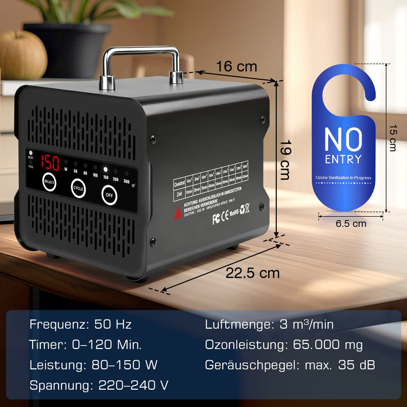 Ozongerät 65.000 mg/h – Professioneller Ozon Generator zur Geruchsbeseitigung bis 300 m²