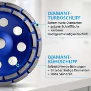 Premium Diamant - Turboschleifscheibe 100 mm mit 20 mm Bohrung für Winkelschleifer