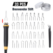 Professionelle Pyrographie - Maschine mit Digitalsteuerung, 33 Stiftspitzen, für Holz, Leder und Bastelprojekte – Präzision und Vielseitigkeit