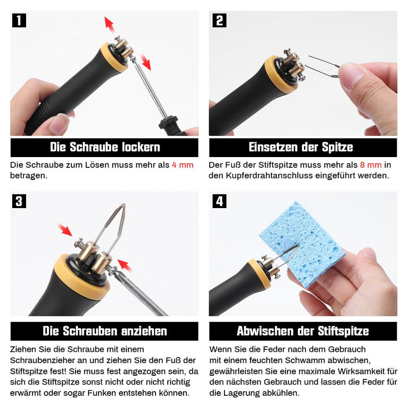 Professionelle Pyrographie - Maschine mit Digitalsteuerung, 33 Stiftspitzen, für Holz, Leder und Bastelprojekte – Präzision und Vielseitigkeit