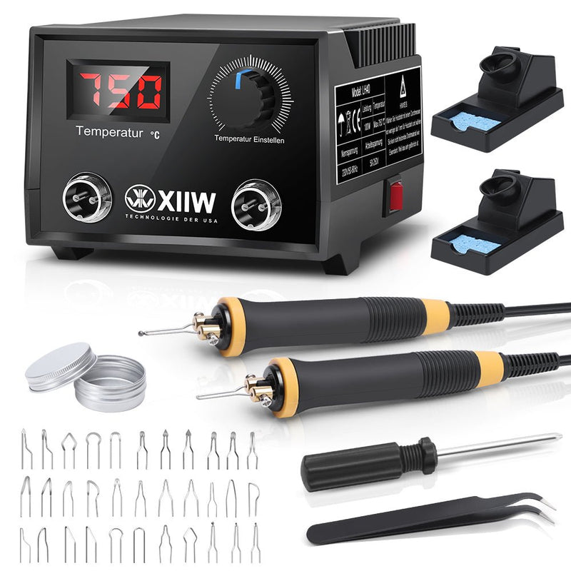 Professionelle Pyrographie - Maschine mit Digitalsteuerung, 33 Stiftspitzen, für Holz, Leder und Bastelprojekte – Präzision und Vielseitigkeit