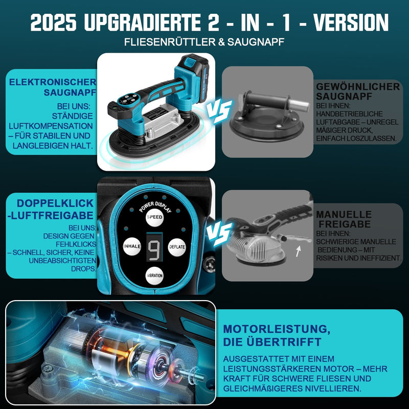 Professioneller Elektrischer Fliesenvibrator – 250 kg Schwerlast, Einstellbare Vibrationsstufen, Anti - Shock - Batterien