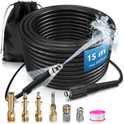 Professioneller Hochdruck - Rohrreinigungsschlauch mit 3 Messingdüsen – kompatibel mit Kärcher, Bosch & Parkside Hochdruckreinigern bis 240 bar