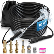 Professioneller Hochdruck - Rohrreinigungsschlauch mit 3 Messingdüsen – kompatibel mit Kärcher, Bosch & Parkside Hochdruckreinigern bis 240 bar