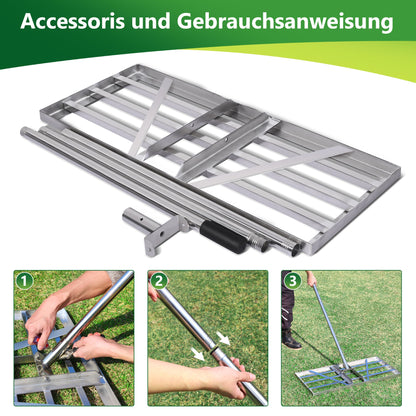 Profi 85*35CM Rakel Rasen Edelstahl Levelingrake Flächenebner Leveler zum Sanden Rakel