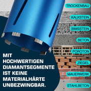 Profi Diamantbohrkrone für Beton & Stahlbeton Ø26–202 mm, M22, SDS Plus/Max, Nass & Trockenbohren