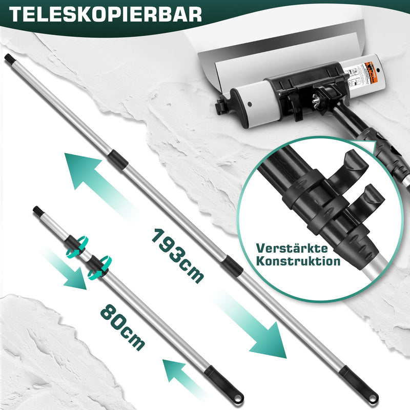 Profi Flächenspachtel Set mit Teleskopstange | 5 Größen (15 - 80cm) & 5 Ersatzklingen im Koffer