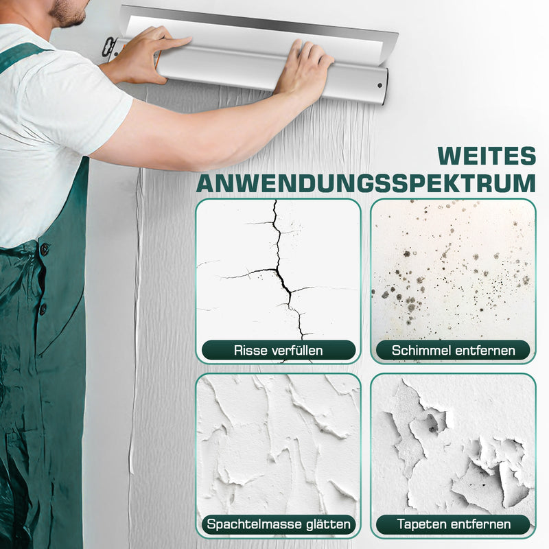 Profi Flächenspachtel Set mit Teleskopstange | 5 Größen (15 - 80cm) & 5 Ersatzklingen im Koffer