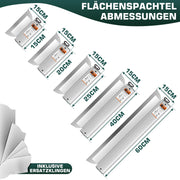 Profi Flächenspachtel System (21 - tlg.) | 5 Größen, Teleskopstange, 5 Ersatzklingen & Koffer