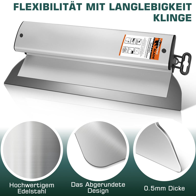 Profi Flächenspachtel System (21 - tlg.) | 5 Größen, Teleskopstange, 5 Ersatzklingen & Koffer