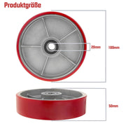 PU - Lenkräder 2er - Set 180x50 mm für Hubwagen – Leise, Tragfähig bis 3000 kg – Ersatzräder