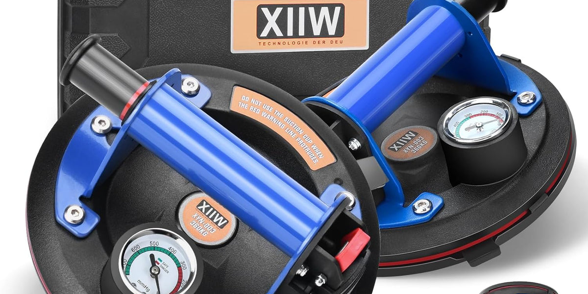 Produktbild von 2er Set Saugheber 8 Zoll – Vakuum-Glasheber Mit Manometer, Max. 200kg – Für Glas, Fliesen, Marmor – Inkl. Werkzeugkasten