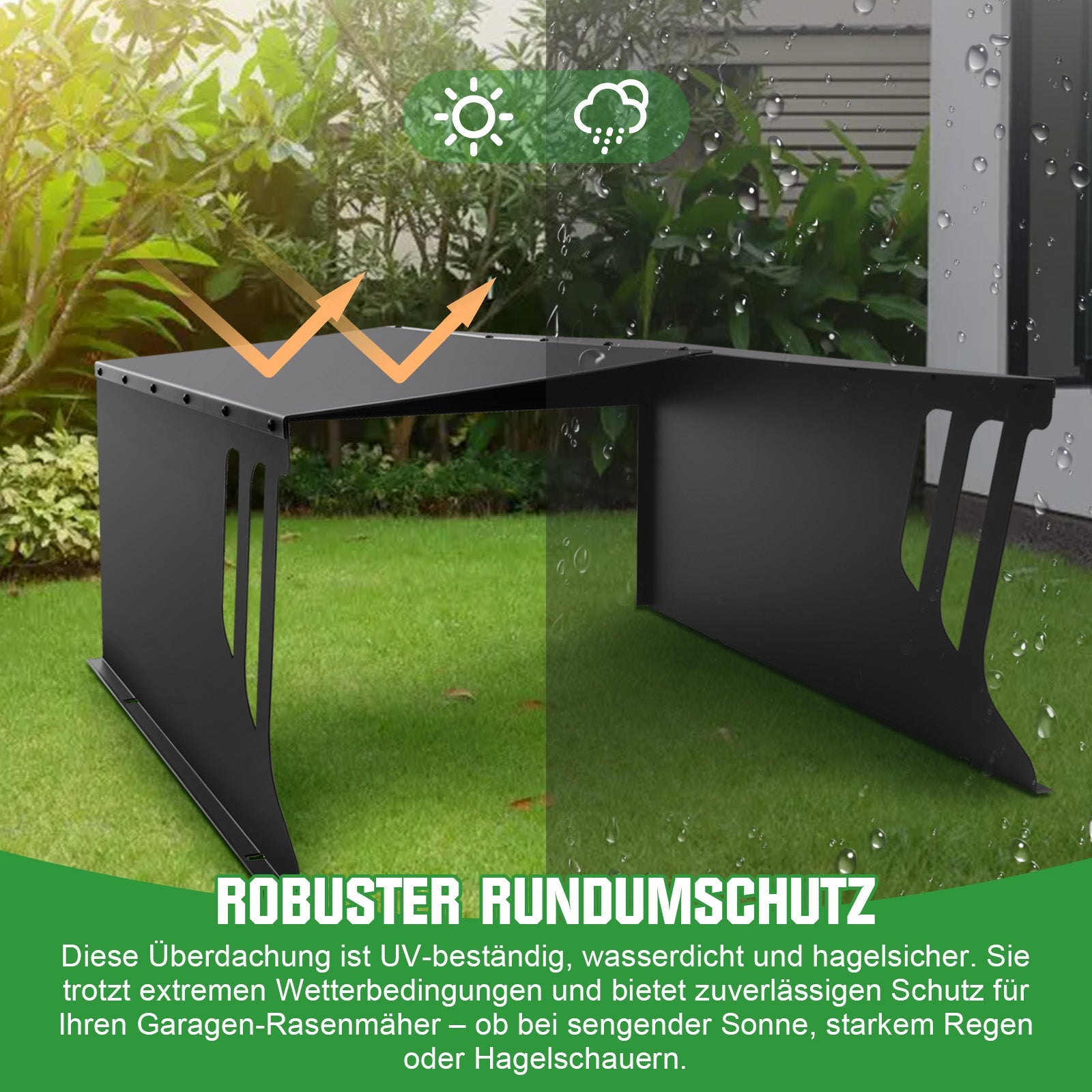 Robuste Mähroboter - Garage aus Stahl – wetterfest, rostfrei, UV - beständig, stoßfest, passend für die meisten Modelle