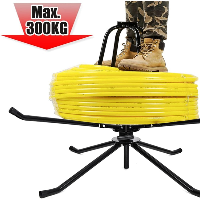 Robuster Rohrhaspel aus Stahl – Abrollgerät für Fußbodenheizungsrohre 16 - 32 mm, geeignet für PERT, PEX und AL/PEX bis 600 m