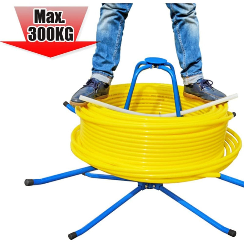Rohrhaspel Abrollgerät für Fußbodenheizungsrohre bis 600m, Stahl, für PERT PEX AL/PEX Rohre 16 - 32mm – robust & mobil