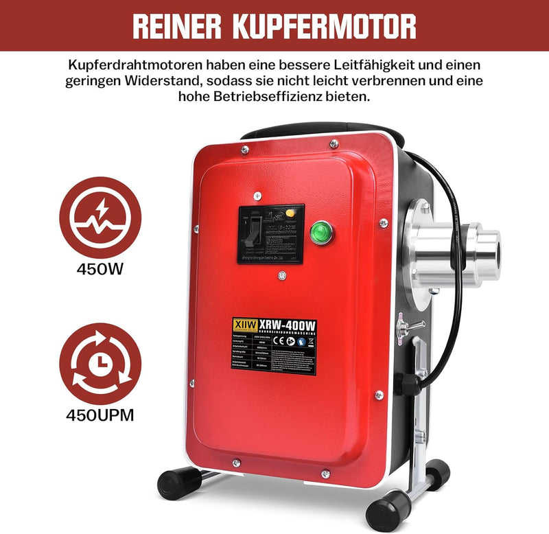 Rohrreiniger 400W mit FI - Schalter, 37M Spirale, Ø30 - 100mm Rohrreinigungsmaschine