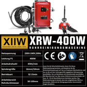 Rohrreiniger 400W mit FI - Schalter, 37M Spirale, Ø30 - 100mm Rohrreinigungsmaschine