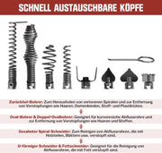 Rohrreiniger 400W mit FI - Schalter, 37M Spirale, Ø30 - 100mm Rohrreinigungsmaschine