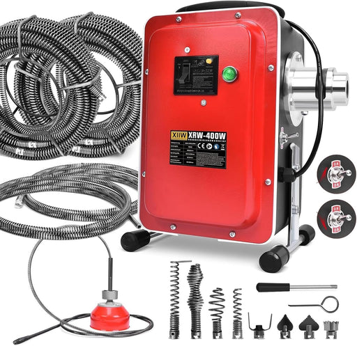 Rohrreiniger 400W mit FI - Schalter, 37M Spirale, Ø30 - 100mm Rohrreinigungsmaschine