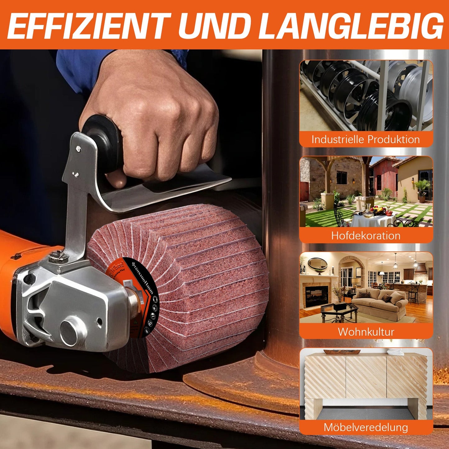 Schleifwalzenbürste Satinierwalze für Metall & Holz – PA/Alu - Oxid & Siliziumkarbid, verschiedene Körnungen