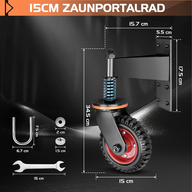 Schwerlast - Torräder 150 mm für Einfahrten und Gartentore – 200 kg Tragfähigkeit, Korrosionsbeständig, Einfach zu Montieren