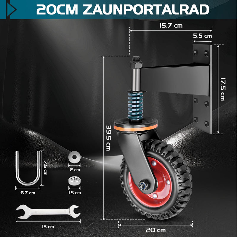 Schwerlast - Torräder 200 mm für Einfahrten und Gartentore – 250 kg Tragfähigkeit, Korrosionsbeständig, Einfach zu Montieren