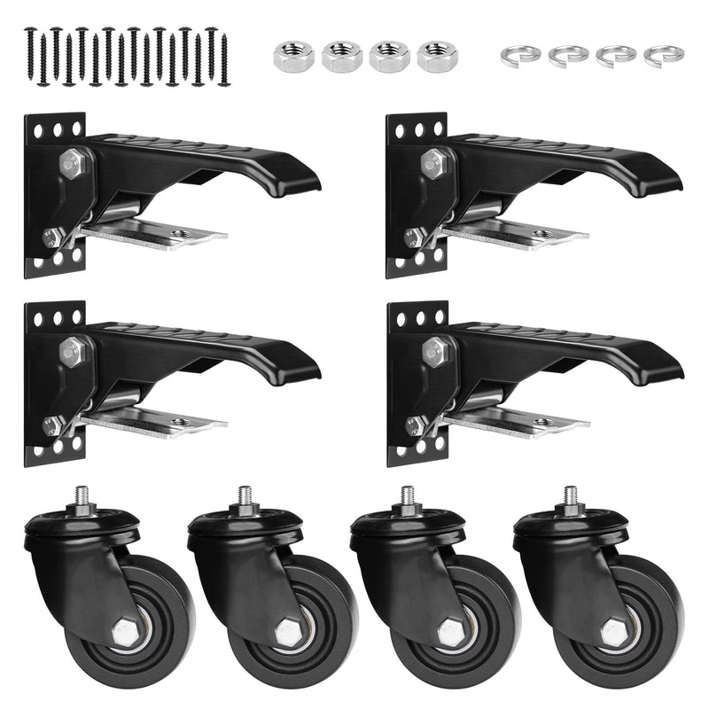 Schwerlastrollen absenkbar für Werkbank – 250kg Traglast, 75mm，360° Drehbar, Pedalmechanismus, Rutschfeste Fußpedale