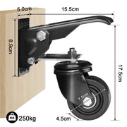 Schwerlastrollen absenkbar für Werkbank – 250kg Traglast, 75mm，360° Drehbar, Pedalmechanismus, Rutschfeste Fußpedale