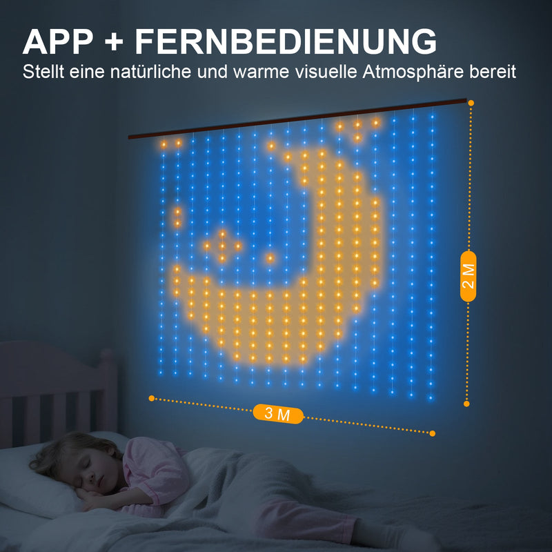 Smart Light Curtain LED Lichterketten Vorhang mit App Steuerung, Musikmodus & 400 LEDs – IP44 Innen & Außen