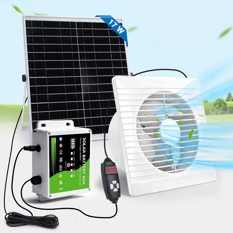 Solar Ventilator 150/200mm – Leise, Akku - betrieben, Hühnerstall, Gewächshaus & Schuppen