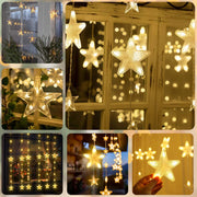 Sterne Lichterkette 2 m, 144 LEDs, Warmweiß, 8 Modi, Timer, IP44, für Innen & Außen