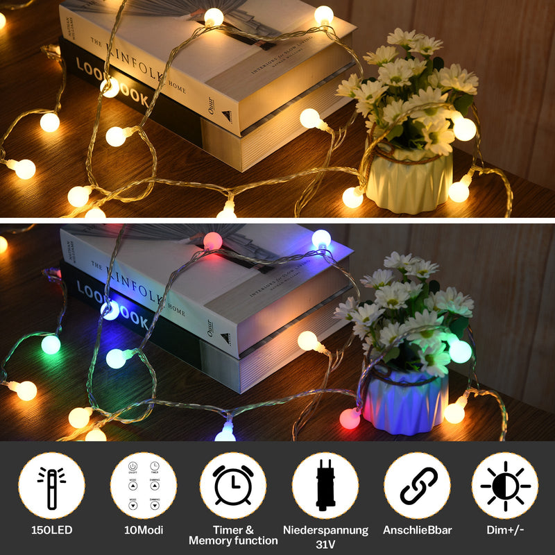 Sternenlichterkette für festliche Stimmung – 144 LEDs, 2 m Warmweiß