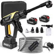 Tragbarer Akku Hochdruckreiniger 45 bar – Kabelloser 300W Wascher mit 6 - in - 1 Sprühdüse, Schaumkessel & 5m Schlauch für Auto und Outdoor