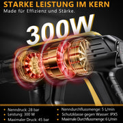 Tragbarer Akku Hochdruckreiniger 45 bar – Kabelloser 300W Wascher mit 6 - in - 1 Sprühdüse, Schaumkessel & 5m Schlauch für Auto und Outdoor