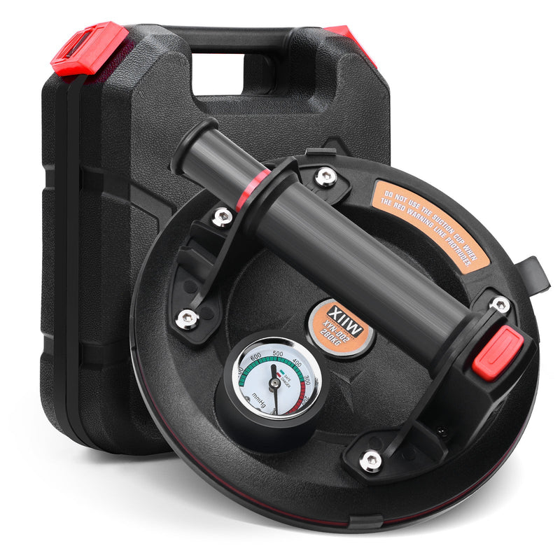 Vakuum Glasheber mit Manometer 280 kg – 8 Zoll Saugheber für Fliesen, Metall, Glas – Profi Saugnapf