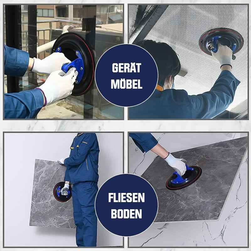 Vakuum Saugheber 200 mm – Hand - Pumpensaugheber mit Edelstahlgriff & Vakuumanzeige für Glas, Metall, Fenster & Fliesen – bis 360 kg Tragkraft