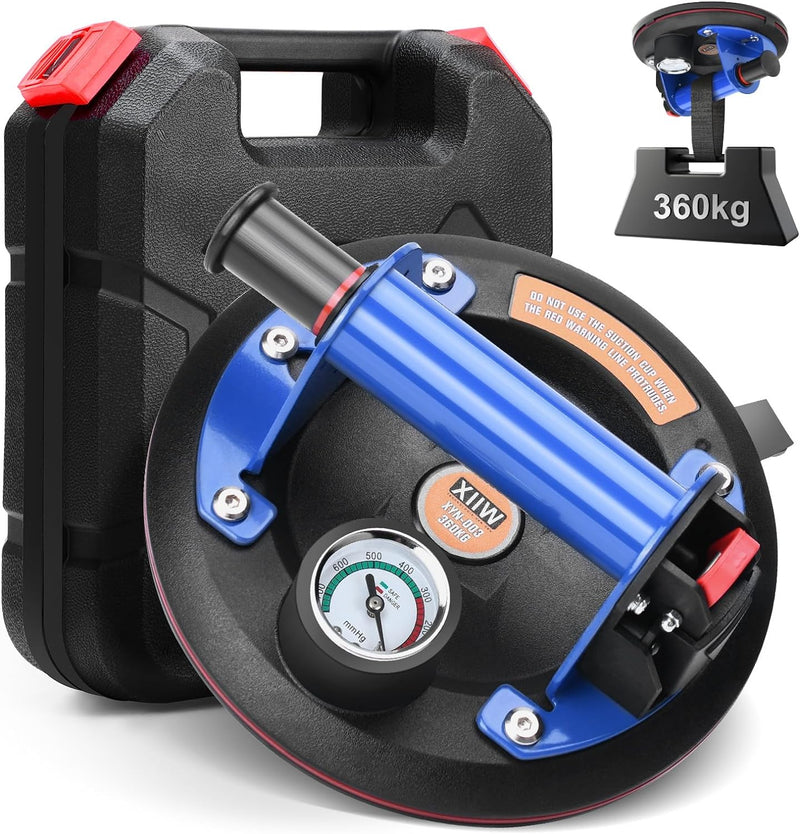 Vakuum Saugheber 200 mm – Hand - Pumpensaugheber mit Edelstahlgriff & Vakuumanzeige für Glas, Metall, Fenster & Fliesen – bis 360 kg Tragkraft