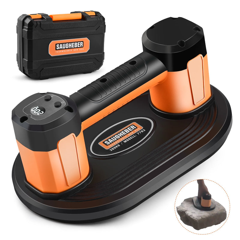 Vakuum - Saugheber‌ Elektrischer Akku 300kg | Automatische Druckregulierung‌ ‌Professioneller Plattenheber für Feinsteinzeug Terrassenplatten&Glas