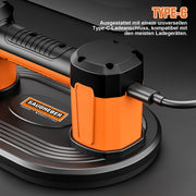 Vakuum - Saugheber‌ Elektrischer Akku 300kg | Automatische Druckregulierung‌ ‌Professioneller Plattenheber für Feinsteinzeug Terrassenplatten&Glas