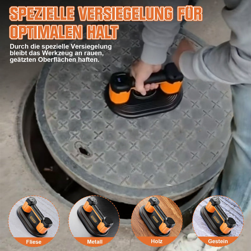 Vakuum - Saugheber‌ Elektrischer Akku 300kg | Automatische Druckregulierung‌ ‌Professioneller Plattenheber für Feinsteinzeug Terrassenplatten&Glas