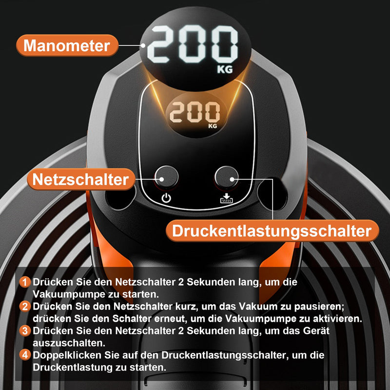 Vakuum - Saugheber‌ Elektrischer Akku 300kg | Automatische Druckregulierung‌ ‌Professioneller Plattenheber für Feinsteinzeug Terrassenplatten&Glas