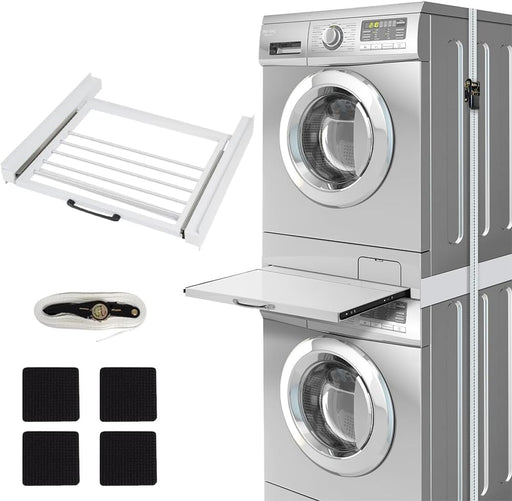Verbindungsrahmen mit Ausziehbarer Handtuchhalter 61x55cm Max.100kg Waschmaschine Trockner