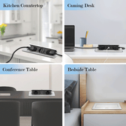 Versenkbare Tischsteckdose 2 - fach mit 2x USB | Pop - Up Einbausteckdose Aluminium | 223x110mm Lochmaß