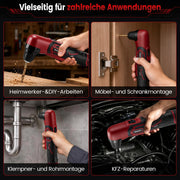 XIIW 12V Akku-Winkelbohrmaschine 90°, 18 Nm, 10 mm Schnellspannfutter, 2-Gang Winkelbohrer mit 2,0Ah Akku & LED