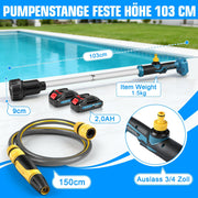 XIIW 18V Akku - Stabpumpe 3000L/h | Universelle Wasserpumpe für 18V Akkusysteme | Tauchpumpe inkl. 2x 2.0Ah Akku & 3/4" Anschluss