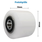 XIIW 2x Nylon Hubwagenrollen 80x70 mm Weiß, Achse 20 mm, Lastrollen für Handhubwagen, bis 1000 kg pro Rolle