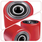 XIIW 2x PU Hubwagenrollen 80x60 mm Rot, Achse 20 mm, Ersatzrollen für Handhubwagen, bis 550 kg pro Rolle